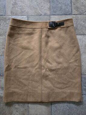 Classic Camel Wool & Cashmere Blend Pencil Skirt